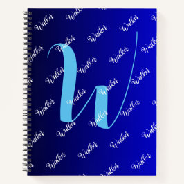 Schwarz-Blau-Farbe - Anfangsname Monogramm Notizbuch