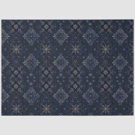 Schwarz-Blau-Flora-Schneeflocken Weihnachten Seidenpapier