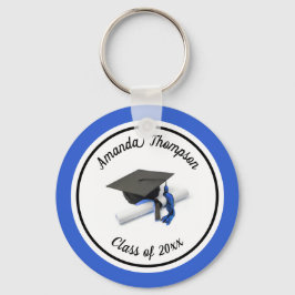 Schwarz-Blau-Graduierungskappe und Tassel Schlüsselanhänger