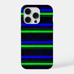 Schwarz Blau Grün Streifen iPhone 15 Pro Hülle