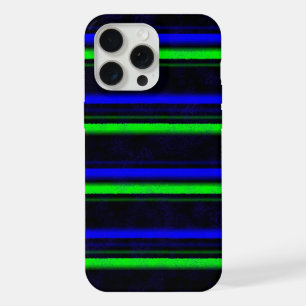 Schwarz Blau Grün Streifen iPhone 15 Pro Max Hülle