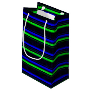 Schwarz Blau Grün Streifen Kleine Geschenktüte