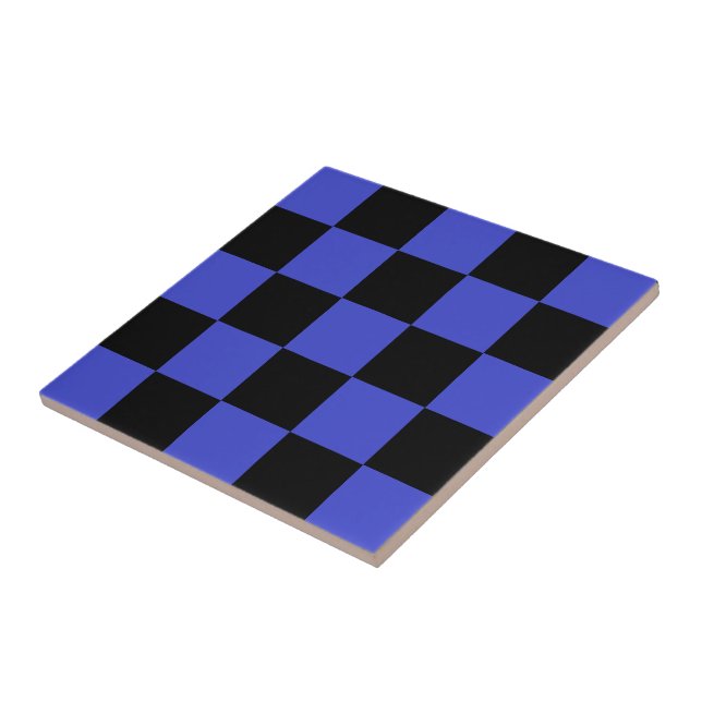 Schwarz-Blau-Karo-Keramik Fliese (Seite)