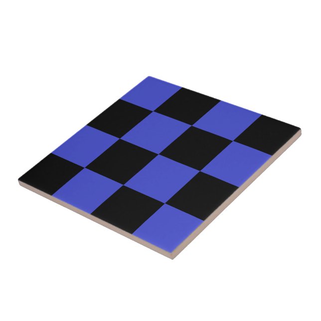 Schwarz-Blau-Karo Pettern Keramik Tile Fliese (Seite)