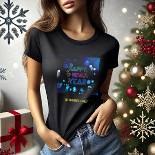 Schwarz & Blau Midnight Sparkle Neon Glow Neujahr T-Shirt