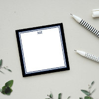 Schwarz-Blau-Mit Monogramm Post-it-Notizen