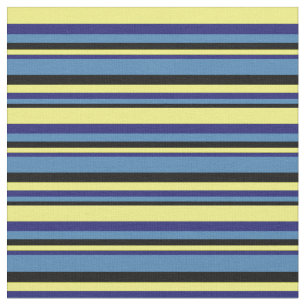 Schwarz, Blau, Mitternachtsblau und Gelb Stoff