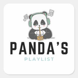 Schwarz-Blau-Niedlich-Panda-Playlist-Aufkleber Quadratischer Aufkleber