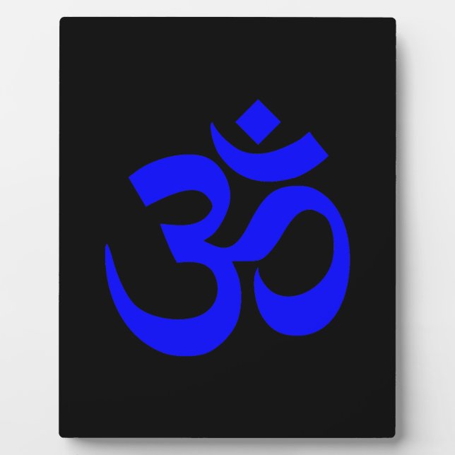 Schwarz-Blau-Om-Symbol Fotoplatte (Vorderseite)