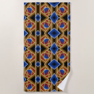 Schwarz Blau Rot Gold Ombre-Abgrund abstrakte Kuns Strandtuch