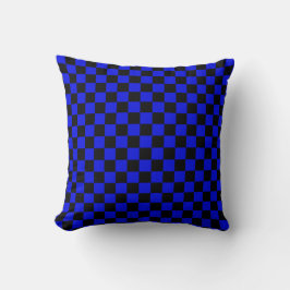 Schwarz-Blau-Schachmuster-Kissen Kissen