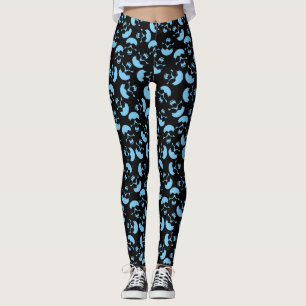 Schwarz-Blau-Schädelmuster Leggings