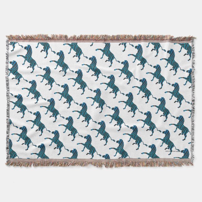 Schwarz-Blau-Silhouette Zebra Decke (Vorderseite)
