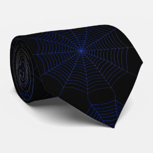Schwarz-Blau-Spinnennetz Halloween-Muster Krawatte