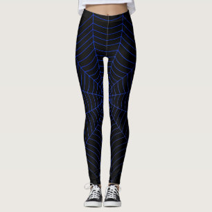 Schwarz-Blau-Spinnennetz Halloween-Muster Leggings