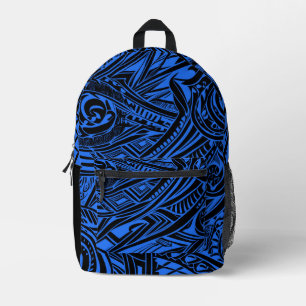 Schwarz-Blau-Stämme Abstrakt Bedruckter Rucksack
