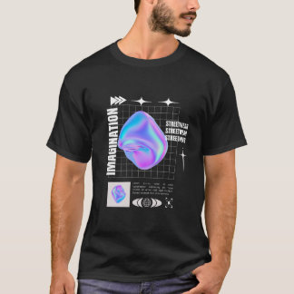 Schwarz-Blau-Streetwear T-Shirt