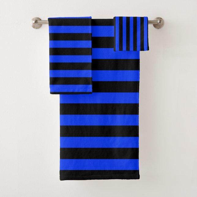 Schwarz-Blau-Streifen Badhandtuch Set (Insitu)