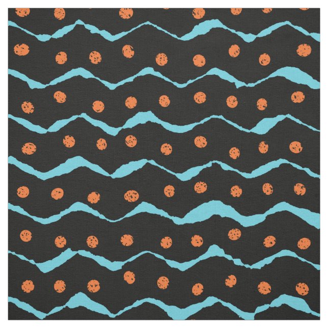 Schwarz-, Blau- und Orangenmuster Stoff (Muster)