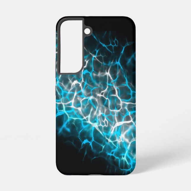 Schwarz, blau-weiß Blitzwasser Reflektion Samsung Galaxy Hülle (Rückseite)