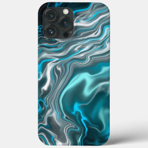 Schwarz-blaue Marmorflüssigkeit Kunst Case-Mate iPhone Hülle