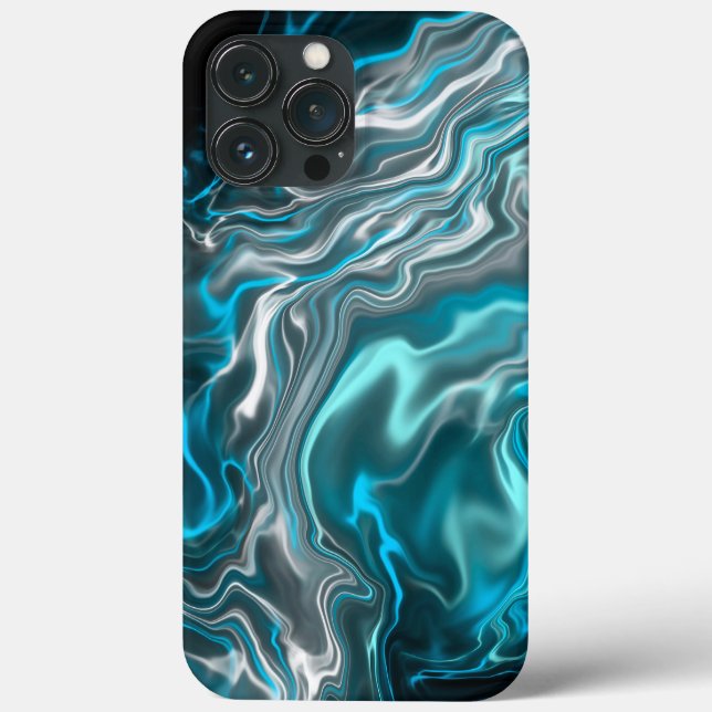 Schwarz-blaue Marmorflüssigkeit Kunst Case-Mate iPhone Hülle (Rückseite)