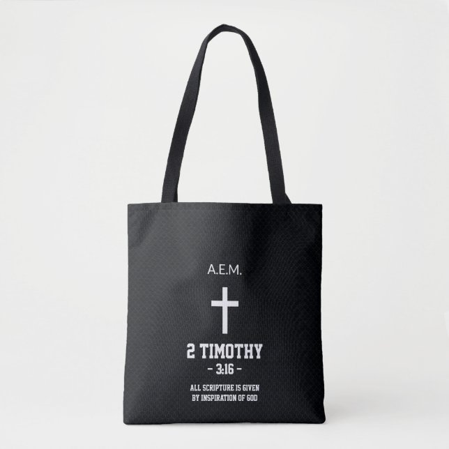 Schwarz blaue Skala Muster Bibel Verse Christlich Tasche (Vorderseite)