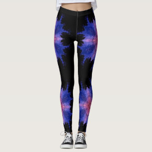 Schwarz-blaue und rosa Leggings für Frauen