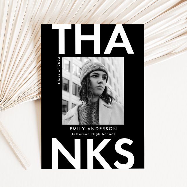 Schwarz | Bold Foto Abschluss Dankeskarte (Von Creator hochgeladen)