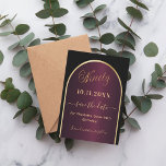 Schwarz-Bordeaux-Goldbogen 90. Geburtstag Save The Date<br><div class="desc">Eine Save the Date Karte für eine 90. Geburtstagsfeier. Schwarz und Bordeaux,  mit einem goldenen Imitat geschmückt. Personalisieren und fügen Sie ein Datum und Ihren Namen. Der Text: Neunzig und Save the Date ist mit einem großen trendigen handgeschriebenen Stil geschrieben.</div>