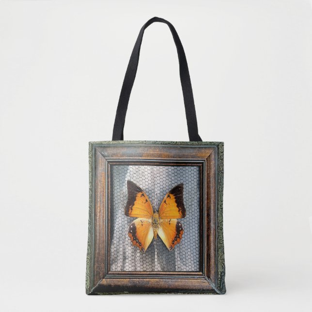 Schwarz-Bordeauxpas Butterfly Tote Bag Tasche (Vorderseite)