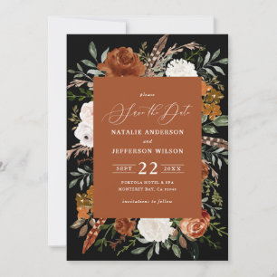 Schwarz botanische rustikale elegante moderne Hoch Save The Date