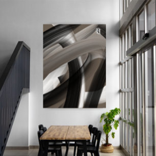Schwarz Braun Beige Abstrakt Leinwanddruck