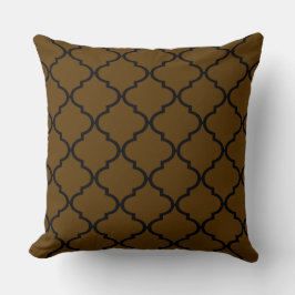 Schwarz-Braun-marokkanisches Quatrefolienmuster-Mu Kissen