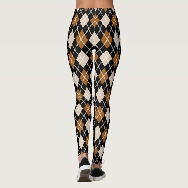 Schwarz-Braun-Muster für nahtlose Raute Leggings (Rückseite)