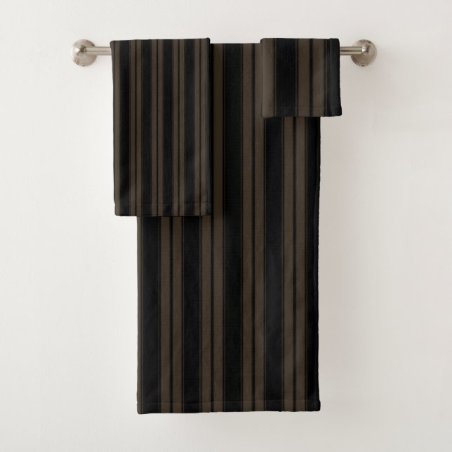 Schwarz-Braun-Streifen Badhandtuch Set (Insitu)