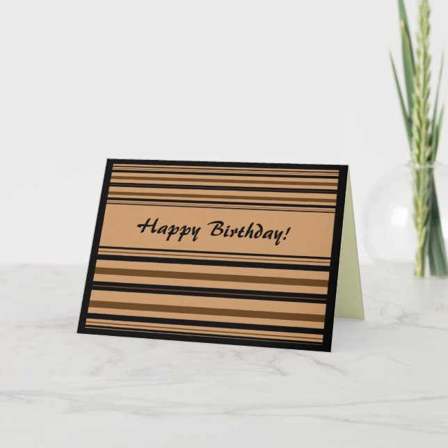 Schwarz/Braun Streifen Geburtstag Karte (Vorderseite)