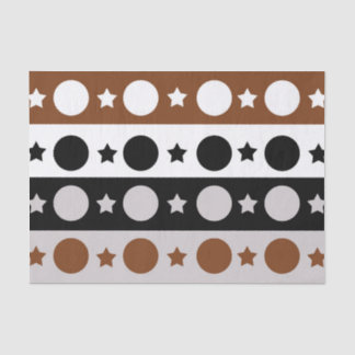 Schwarz-Braun-Weiße Punkte Sterne Streifen Design Seidenpapier
