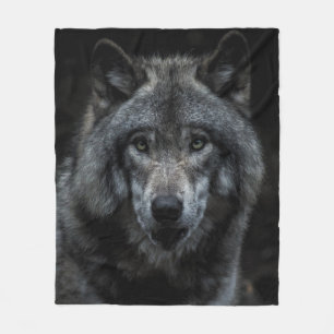 SCHWARZ-BRAUN-WOLF-GEMÄLDE FLEECEDECKE
