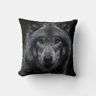 SCHWARZ-BRAUN-WOLF-GEMÄLDE KISSEN