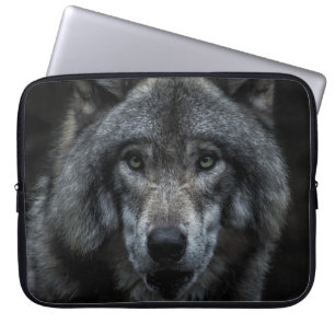 SCHWARZ-BRAUN-WOLF-GEMÄLDE LAPTOPSCHUTZHÜLLE