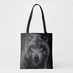 SCHWARZ-BRAUN-WOLF-GEMÄLDE TASCHE