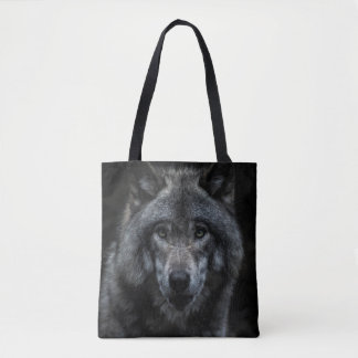 SCHWARZ-BRAUN-WOLF-GEMÄLDE TASCHE