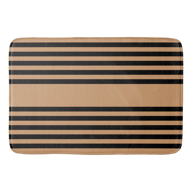 Schwarz-Bräune-Fünf-Streifen-Muster Badematte (Vorderseite)