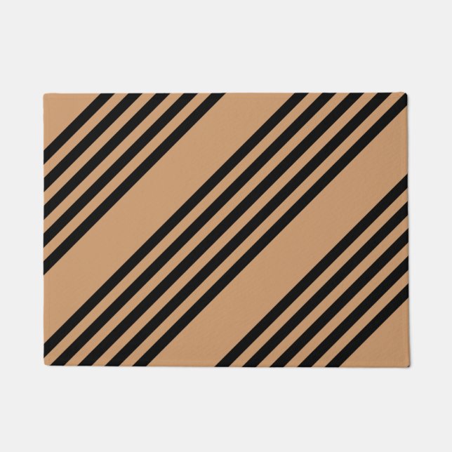 Schwarz-Bräune-Fünf-Streifen-Muster Fußmatte (Vorderseite)