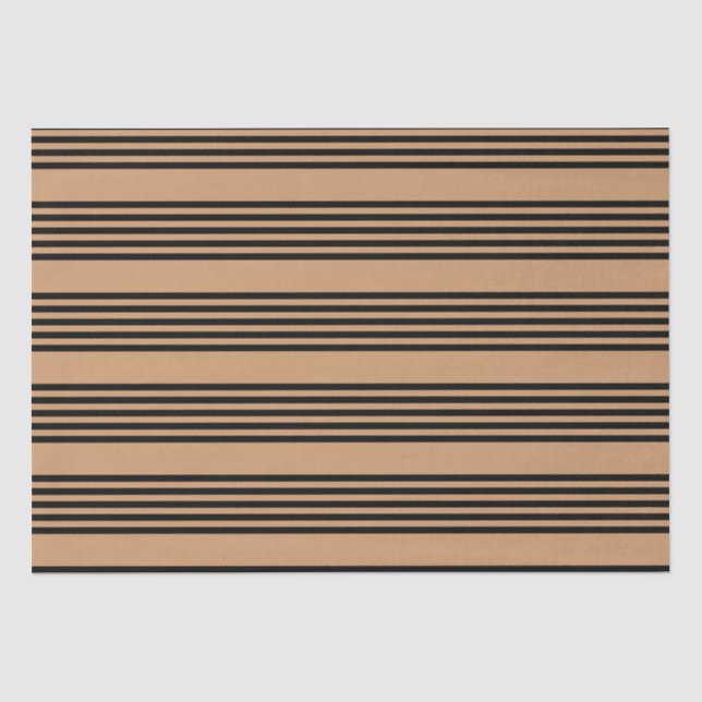 Schwarz-Bräune-Fünf-Streifen-Muster Seidenpapier (Vorderseite)