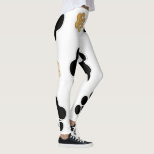 Schwarz-brauner Hund Pfotenabdruck weiß Leggings