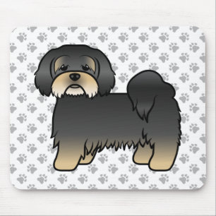 Schwarz-brauner Lhasa Apso süßer Cartoon-Hund Mousepad