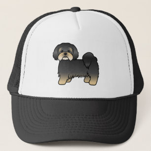 Schwarz-brauner Lhasa Apso süßer Cartoon-Hund Truckerkappe