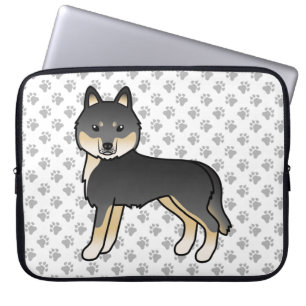 Schwarz-brauner sibirischer Husky süßer Cartoon-Hu Laptopschutzhülle